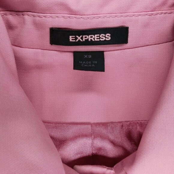EXPRESS Trench Blazer Rain Topper Coat Pink Mid Length Womens XS Career EUC - Picture 8 of 12